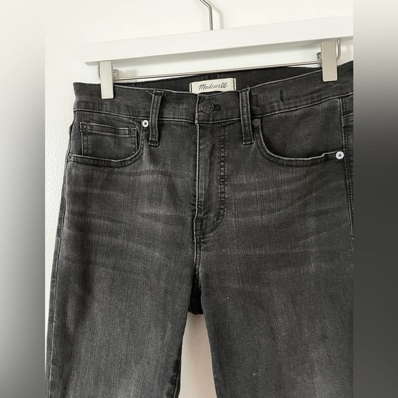 MADEWELL Mid-rise 9" High-Rise Skinny Jeans Black Distressed Raw Hem 6 28T - Picture 7 of 16